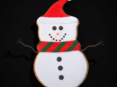 Adorable Snowman Christmas Cookie Low-poly 3D model