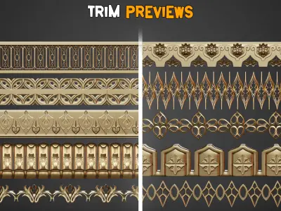 50 Gothic Trim Brushes   Vol 37 Low-poly 3D model