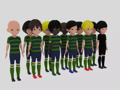 Soccer Team Low-poly 3D model