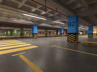 Car Park Low-poly 3D model