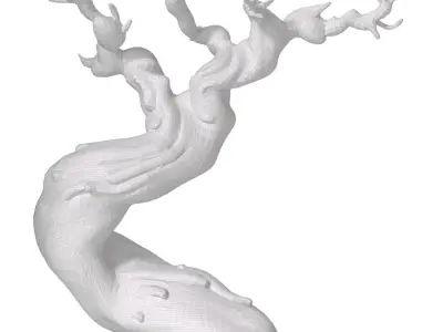 Decorative Old Twisted Weathered Tree with Gnarled Branches 3D model