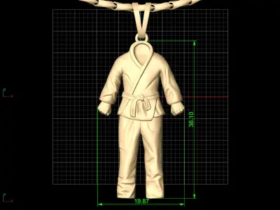 karate dress pendant  Sculpture jewelry gold 3D print model