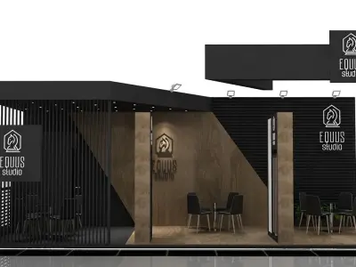 Booth Exhibition Stand 3 Side Open  Stall 900x350xm Height 350cm 3D model