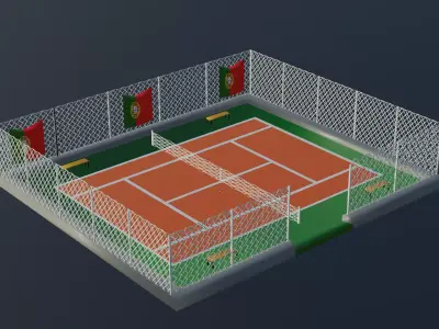 Tennis Court - Portugal Low-poly 3D model
