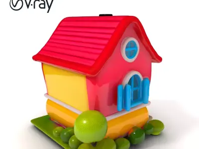 Cartoon House Model Pack with Vibrant Colors Low-poly 3D model