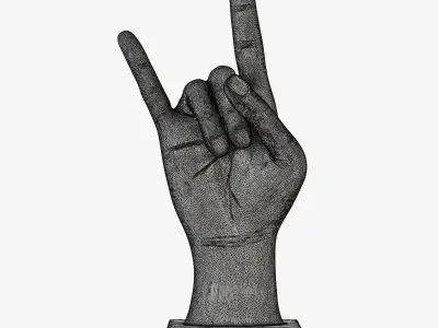 Figurine hand rock on table top 2 3D model