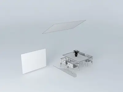 table and chair aluminium and fiber Free 3D model