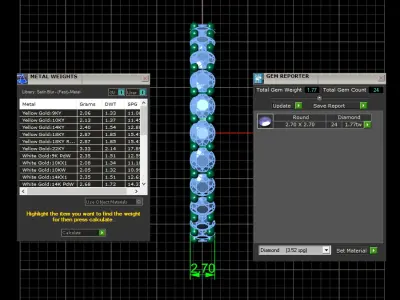 U Shaped Eternity Ring 2 point 7 mm stone size swiss 18 and EU58 3D print model