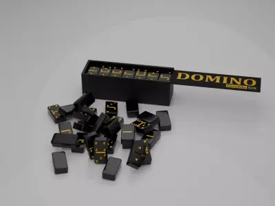 Black and Gold DOMINO SET Low-poly 3D model