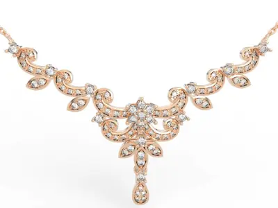 Dazzling Beaded Floral Necklace 3D print model
