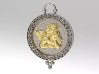 Pendant 3D print model cupid in silver and gold 3D print model