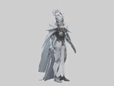 Cybernetic Queen statue model Low-poly 3D model