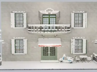 Cozy Snowy Street 3D model