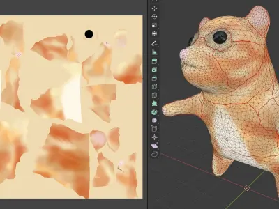 Hamster Bear Rigged Animal Character Game Ready Low-poly 3D model