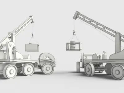 Wooden toy car crane for kids Low-poly 3D model