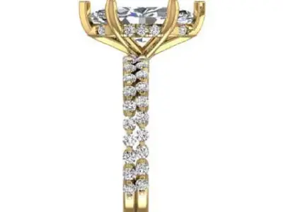 Six Prong Engagement Ring with Marquise diamond ring with band 3D print model