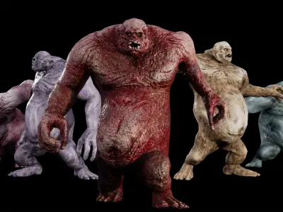 Mummy-zombie fat low-poly game engine ready 3D model Low-poly 3D model