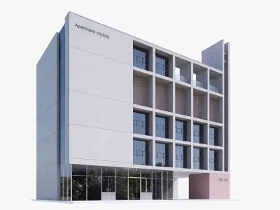 Modern apartment building Low-poly 3D model