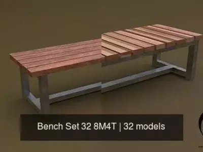 Bench Set 32 8M4T 3D Model Collection