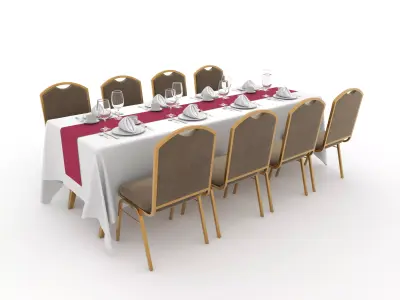 Banquet Table and Chair 84 3D model