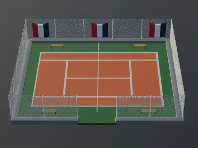 Tennis Court - France Low-poly 3D model