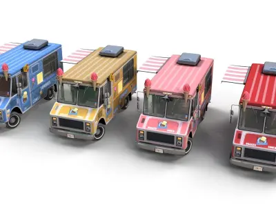 Icecream food truck Low-poly 3D model