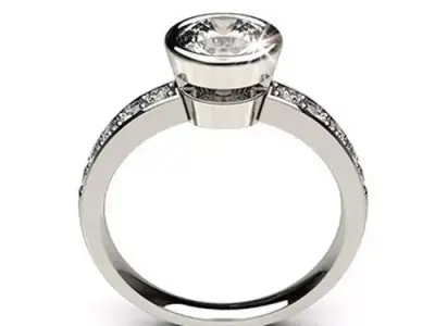 Engagement ring bezel setting 3D print model