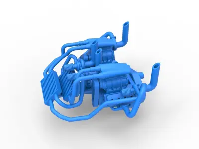 Twin-engine V8 for pulling tractor Scale 1 to 25 3D print model