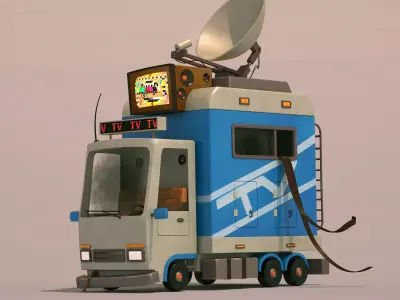 Cartoon Tv news car 3D model