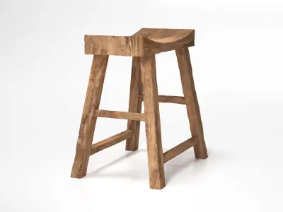 Old Wooden Chair Low-poly 3D model