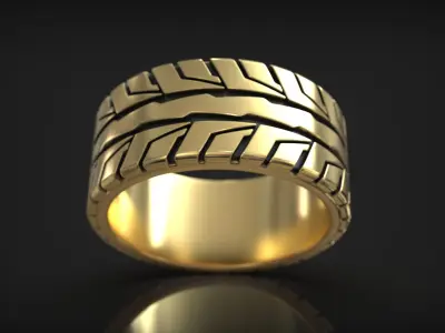 Auto Tire Tread Drifting Wheel Ring Wedding Band 3D print model