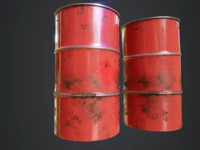 Oil Barrels Low-poly 3D model