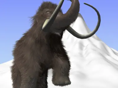 Cartoon Mammoth Rigged Low-poly 3D model