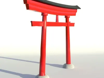 Simple Japanese Torii Free low-poly 3D model
