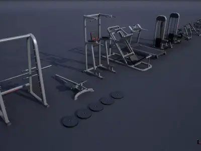 Gym Props PACK 02 Low-poly 3D model