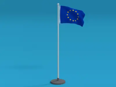 Low Poly Seamless Animated Europe Flag Low-poly 3D model