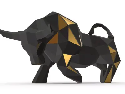 bull low poly gold 3D print model