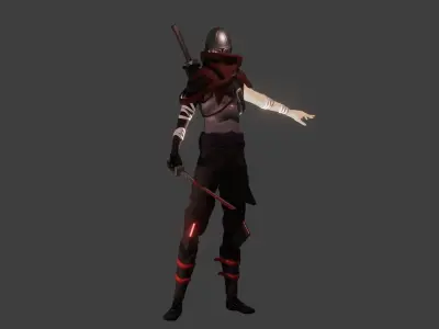 Cyberpunk Ninja Character - Low-poly 3D Model Free low-poly 3D model