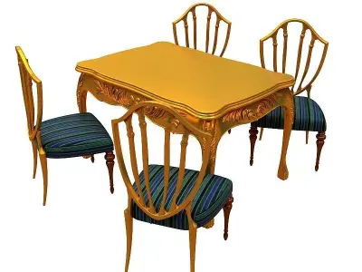 classical Dining set Low-poly 3D model