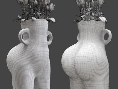 Bootyful Gold Bum Vase 3D model