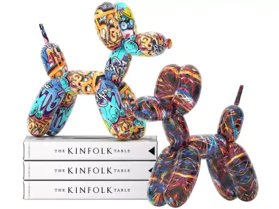 balloon dog statue decoration set 3D model