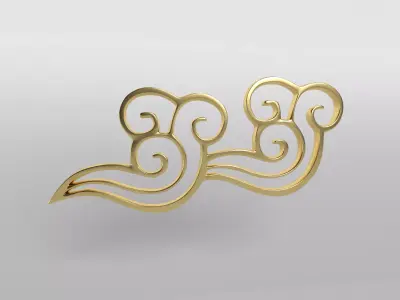 China Type Decoration Cloud v1 003 Low-poly 3D model