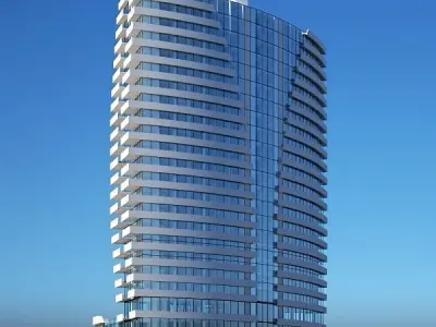 Hotel1 high rise building on sky 3D model