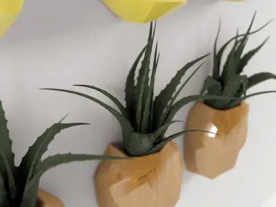 Pineapple flower set  Free 3D model