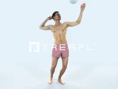 Virtue 04I Beach Serving Sports Man Low-poly 3D model