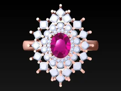 Oval stone ring - Womens  Rings - N132250 3D print model