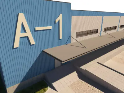 Industrial Building Factory 017 Low-poly 3D model