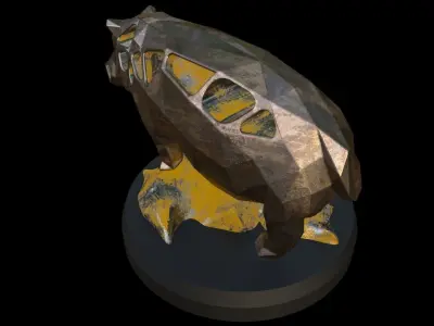 Steampunk Hippo Rock Low-poly 3D model