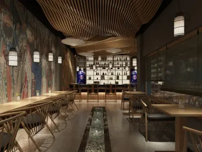 restuarant 3D model and rendering 3D model