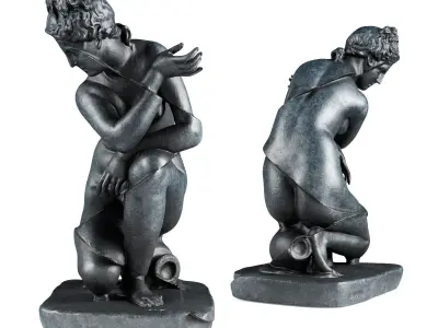 Crouching Venus sculpture Low-poly 3D model